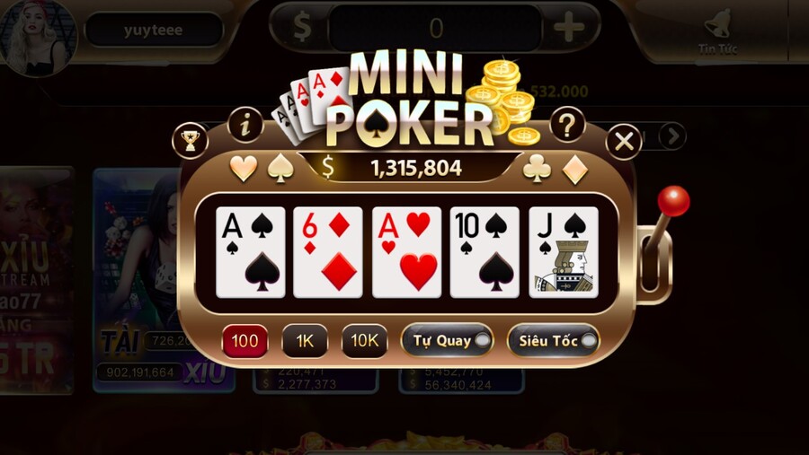 Mini poker Sunwin limited cực kỳ hấp dẫn